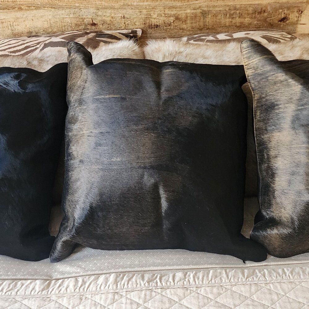 Restoration Hardware Hand-Painted Metallic Hide Pillow Covers Square 22x22